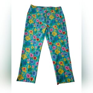CHELSEA STUDIO Blue Floral Cropped Pants | SZ 8P